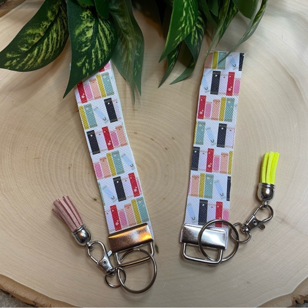 Book Worm Printed Keychain Wristlet (price is for 1)